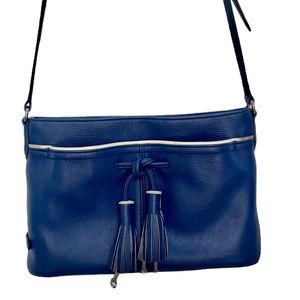 COLE HAAN crossbody bag bleu tassel leather